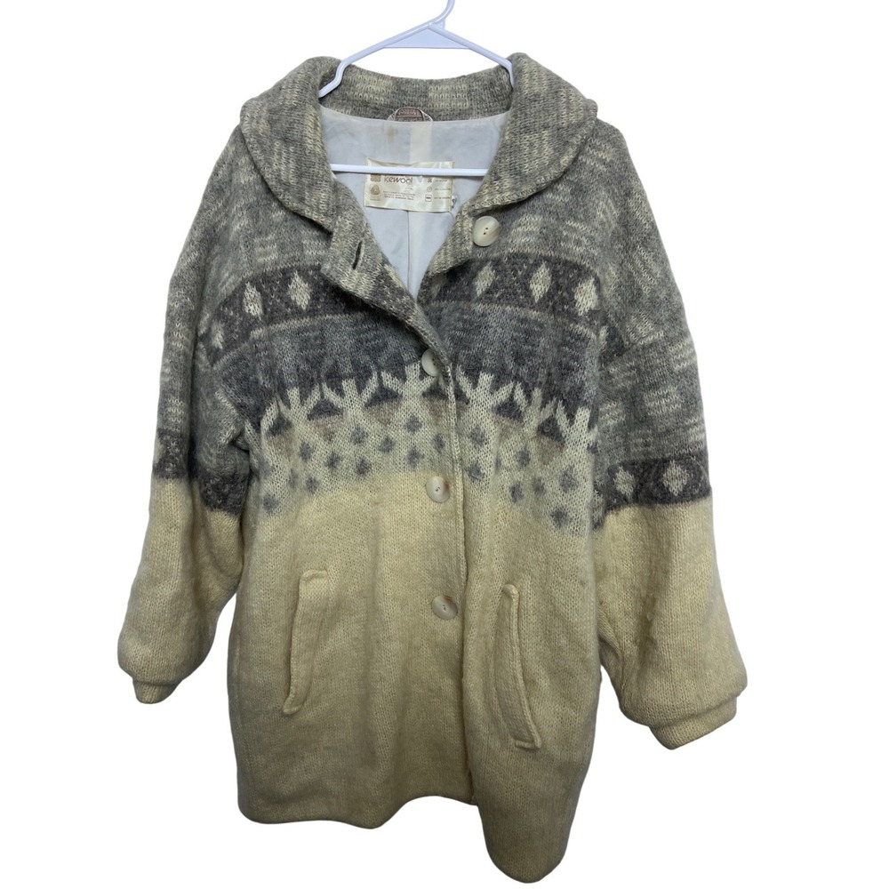 VTG Alafoss Icewool Women‎ Fair Isle Pure New Wool Cardigan Jacket Iceland 80s